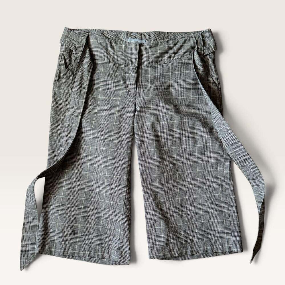 Vintage dELiA*s Glen Plaid Lurex Belted Cropped Wide-Leg Pants